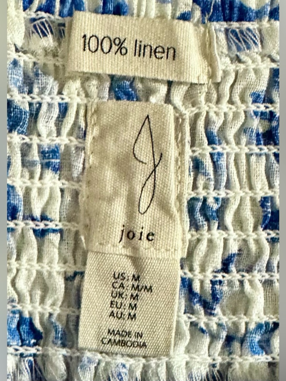 NWT Joie 100% Linen Midi Skirt & Cropped Tank Top Set in Blue/White Bora Print - Picture 12 of 12
